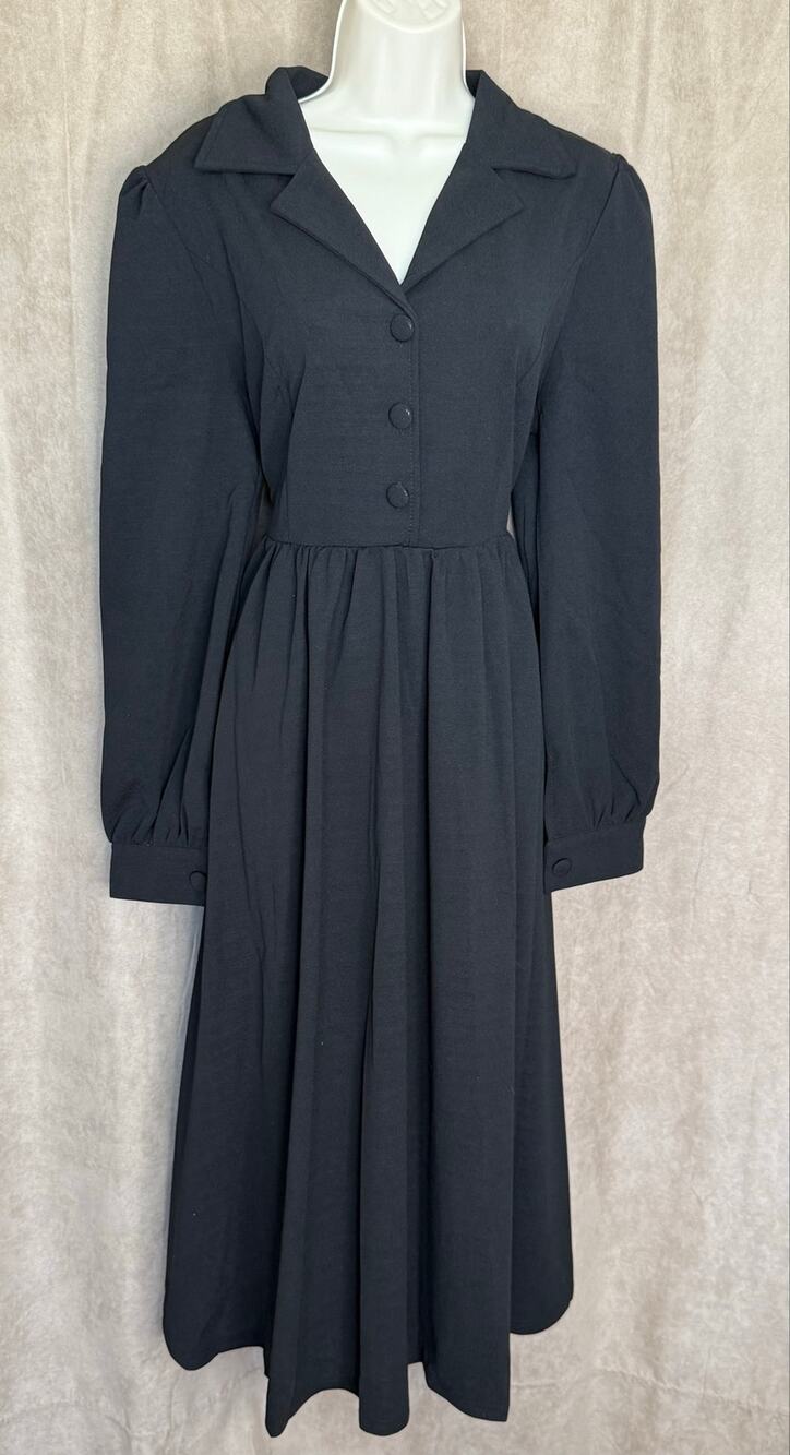 Unique Vintage Black Long Sleeve Swing Dress XL NWOT